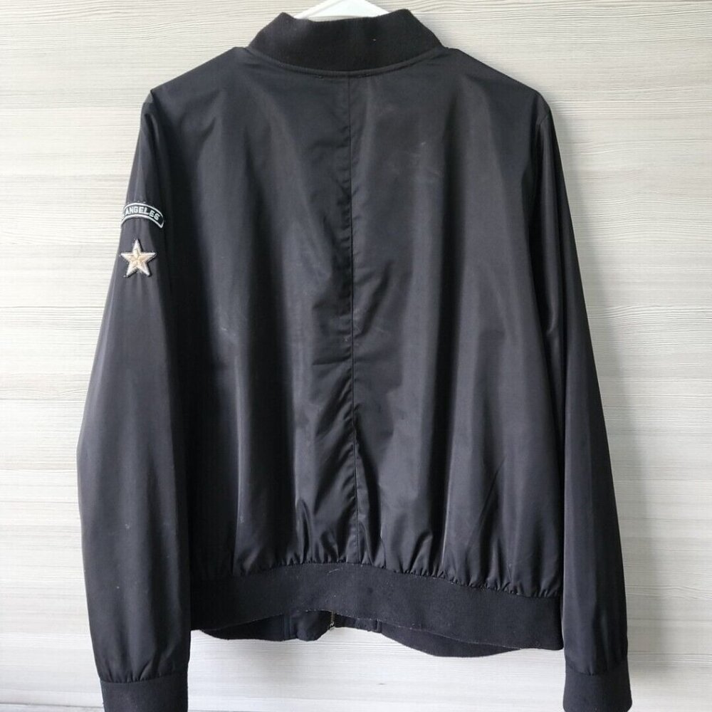 TORRID Black Whatever 92 Love Oh Yeah Patch Bomber Zip Up Jacket Coat Size 1/XL - Picture 6 of 15
